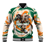 Personalized Ivory Coast Football Baseball Jacket Les Elephants Swirl Pattern Heritage Mascot Art