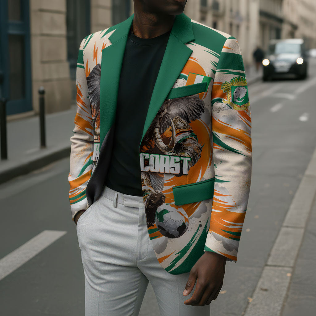Personalized Ivory Coast Football Blazer Les Elephants Swirl Pattern Heritage Mascot Art