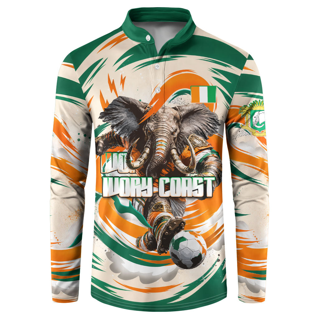 Personalized Ivory Coast Football Button Sweatshirt Les Elephants Swirl Pattern Heritage Mascot Art