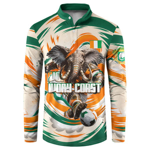 Personalized Ivory Coast Football Button Sweatshirt Les Elephants Swirl Pattern Heritage Mascot Art