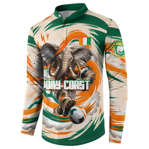 Personalized Ivory Coast Football Button Sweatshirt Les Elephants Swirl Pattern Heritage Mascot Art
