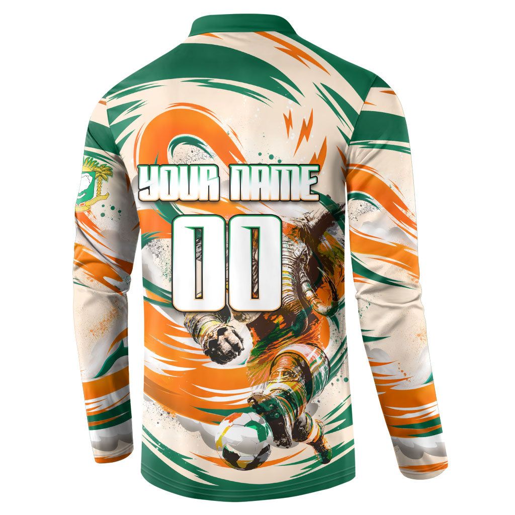 Personalized Ivory Coast Football Button Sweatshirt Les Elephants Swirl Pattern Heritage Mascot Art