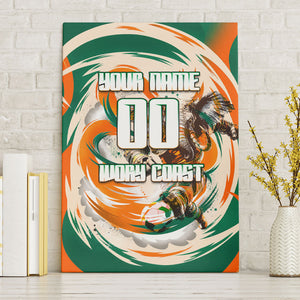 Personalized Ivory Coast Football Canvas Wall Art Les Elephants Swirl Pattern Heritage Mascot Art