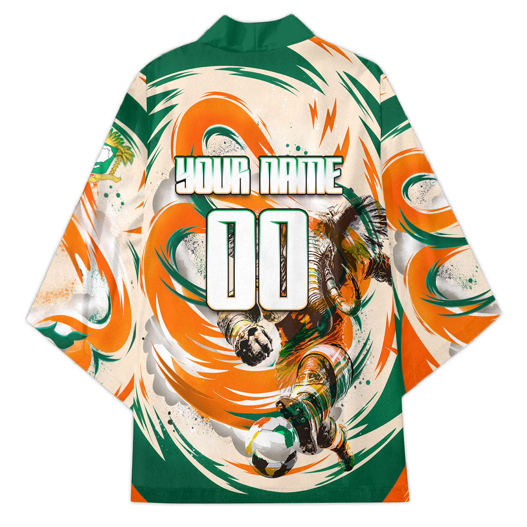 Personalized Ivory Coast Football Kimono Les Elephants Swirl Pattern Heritage Mascot Art