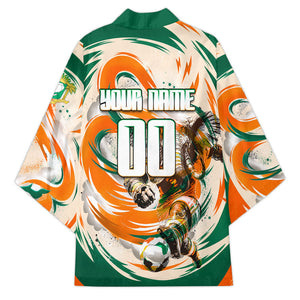 Personalized Ivory Coast Football Kimono Les Elephants Swirl Pattern Heritage Mascot Art