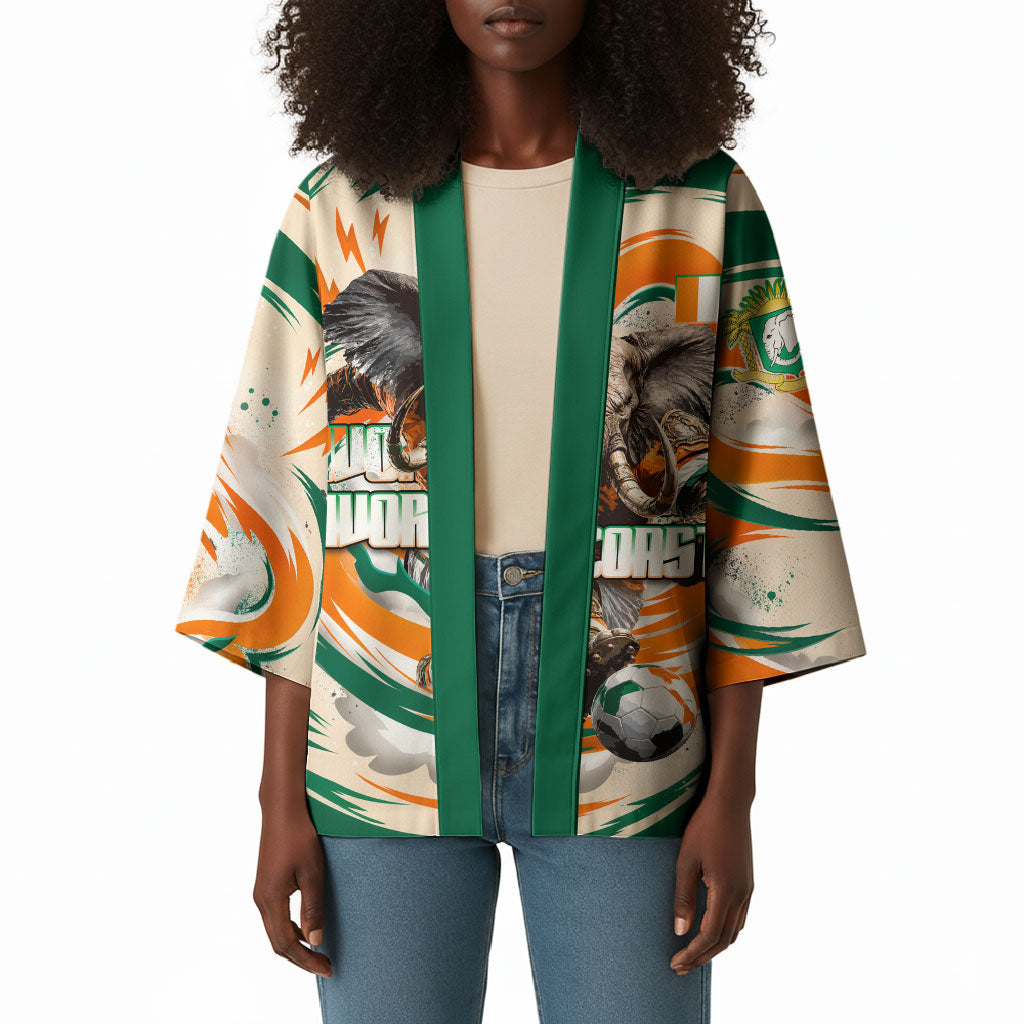 Personalized Ivory Coast Football Kimono Les Elephants Swirl Pattern Heritage Mascot Art