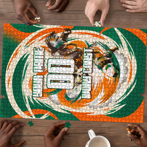 Personalized Ivory Coast Football Puzzle Les Elephants Swirl Pattern Heritage Mascot Art