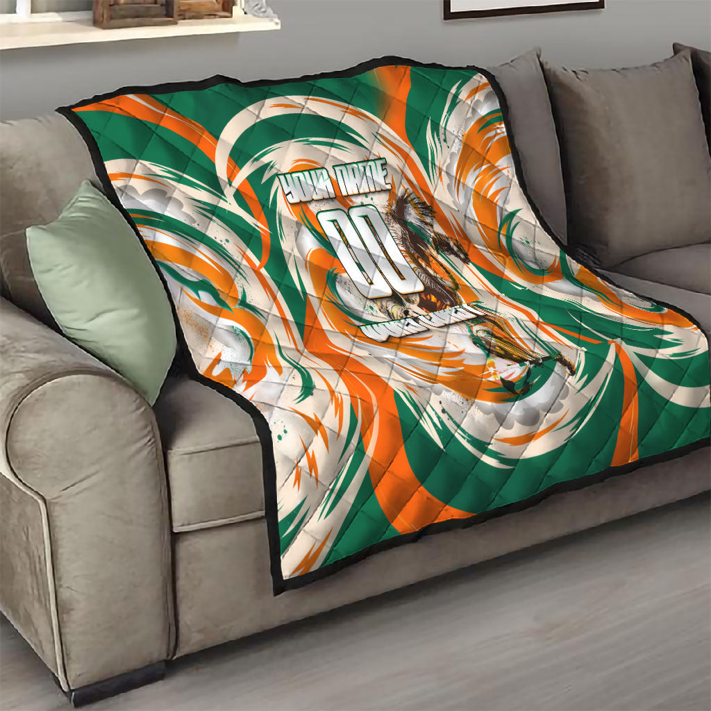 Personalized Ivory Coast Football Quilt Les Elephants Swirl Pattern Heritage Mascot Art