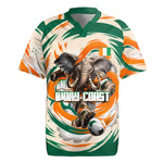 Personalized Ivory Coast Football Rugby Jersey Les Elephants Swirl Pattern Heritage Mascot Art
