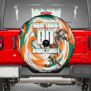 Personalized Ivory Coast Football Spare Tire Cover Les Elephants Swirl Pattern Heritage Mascot Art