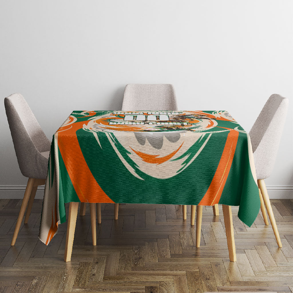 Personalized Ivory Coast Football Tablecloth Les Elephants Swirl Pattern Heritage Mascot Art