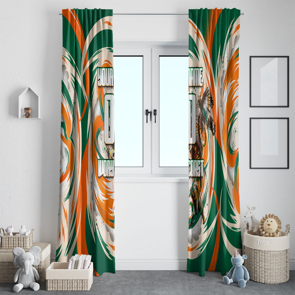 Personalized Ivory Coast Football Window Curtain Les Elephants Swirl Pattern Heritage Mascot Art