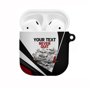Personalized Tuskegee Airmen AirPods Case Red Tails P-51 Mustang WWII Aviation Never Quit
