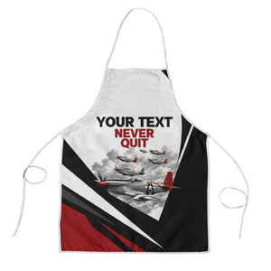 Personalized Tuskegee Airmen Apron Red Tails P-51 Mustang WWII Aviation Never Quit