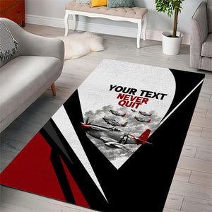 Personalized Tuskegee Airmen Area Rug Red Tails P-51 Mustang WWII Aviation Never Quit