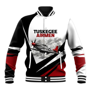Personalized Tuskegee Airmen Baseball Jacket Red Tails P-51 Mustang WWII Aviation Never Quit