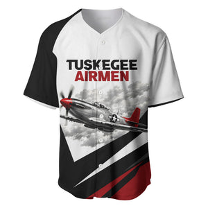 Personalized Tuskegee Airmen Baseball Jersey Red Tails P-51 Mustang WWII Aviation Never Quit