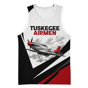 Personalized Tuskegee Airmen Basketball Jersey Red Tails P-51 Mustang WWII Aviation Never Quit