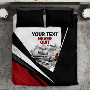 Personalized Tuskegee Airmen Bedding Set Red Tails P-51 Mustang WWII Aviation Never Quit