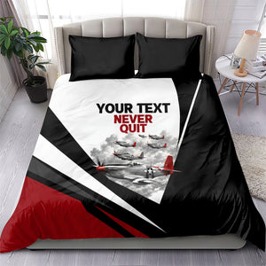 Personalized Tuskegee Airmen Bedding Set Red Tails P-51 Mustang WWII Aviation Never Quit