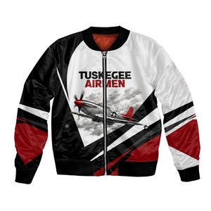 Personalized Tuskegee Airmen Bomber Jacket Red Tails P-51 Mustang WWII Aviation Never Quit