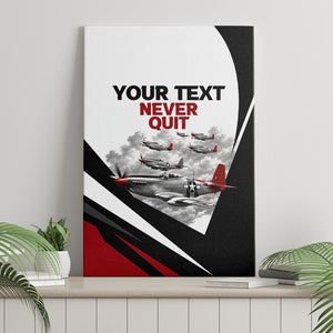Personalized Tuskegee Airmen Canvas Wall Art Red Tails P-51 Mustang WWII Aviation Never Quit