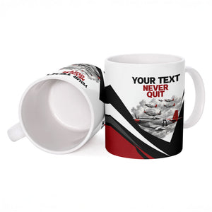 Personalized Tuskegee Airmen Ceramic Mug Red Tails P-51 Mustang WWII Aviation Never Quit