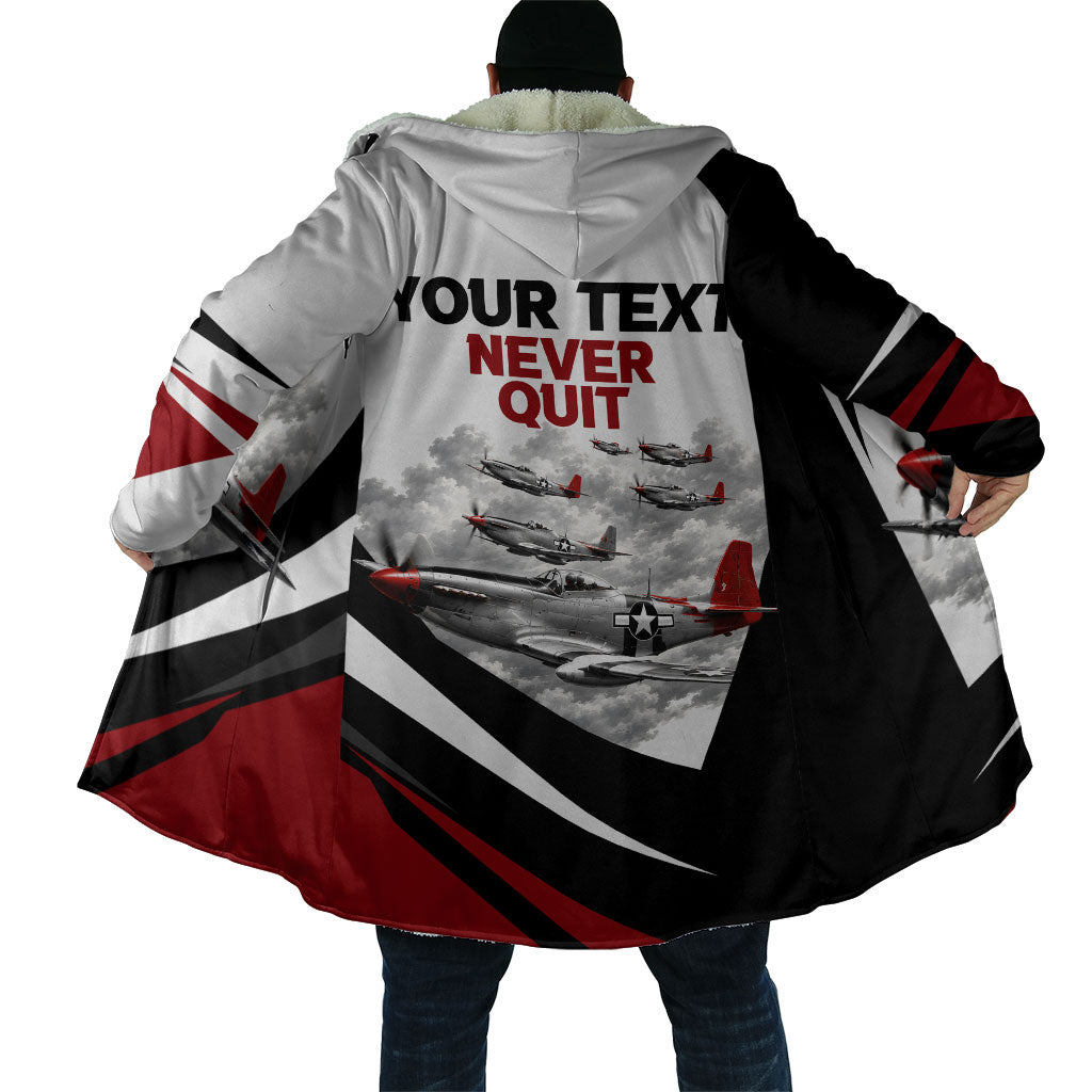 Personalized Tuskegee Airmen Cloak Red Tails P-51 Mustang WWII Aviation Never Quit