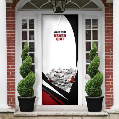 Personalized Tuskegee Airmen Door Cover Red Tails P-51 Mustang WWII Aviation Never Quit