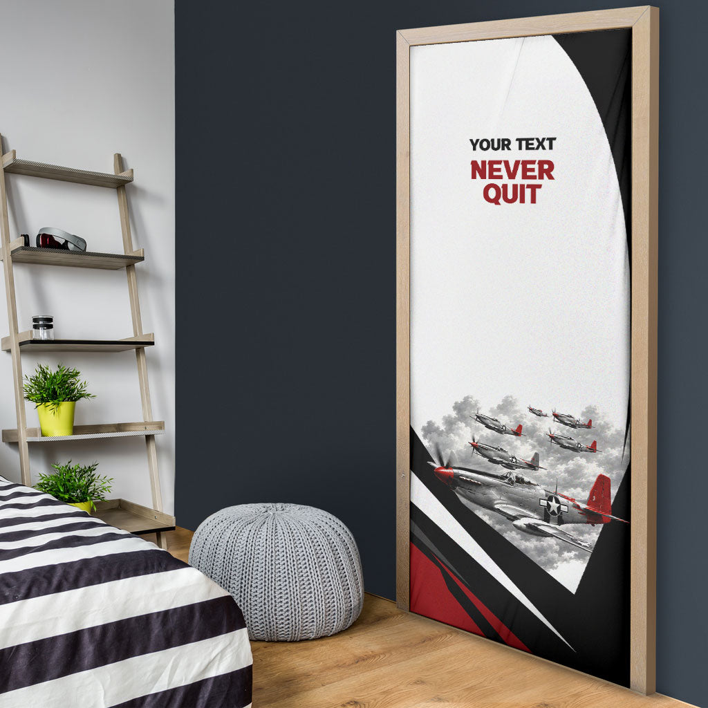 Personalized Tuskegee Airmen Door Cover Red Tails P-51 Mustang WWII Aviation Never Quit