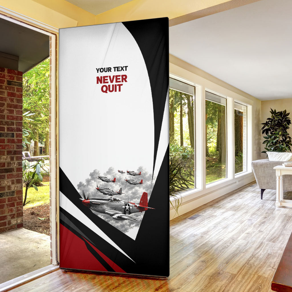 Personalized Tuskegee Airmen Door Cover Red Tails P-51 Mustang WWII Aviation Never Quit