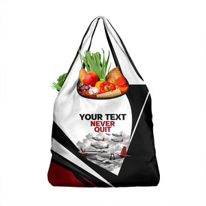 Personalized Tuskegee Airmen Grocery Bag Red Tails P-51 Mustang WWII Aviation Never Quit