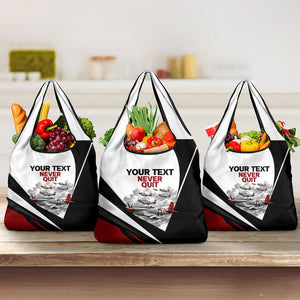 Personalized Tuskegee Airmen Grocery Bag Red Tails P-51 Mustang WWII Aviation Never Quit
