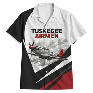 Personalized Tuskegee Airmen Hawaiian Shirt Red Tails P-51 Mustang WWII Aviation Never Quit