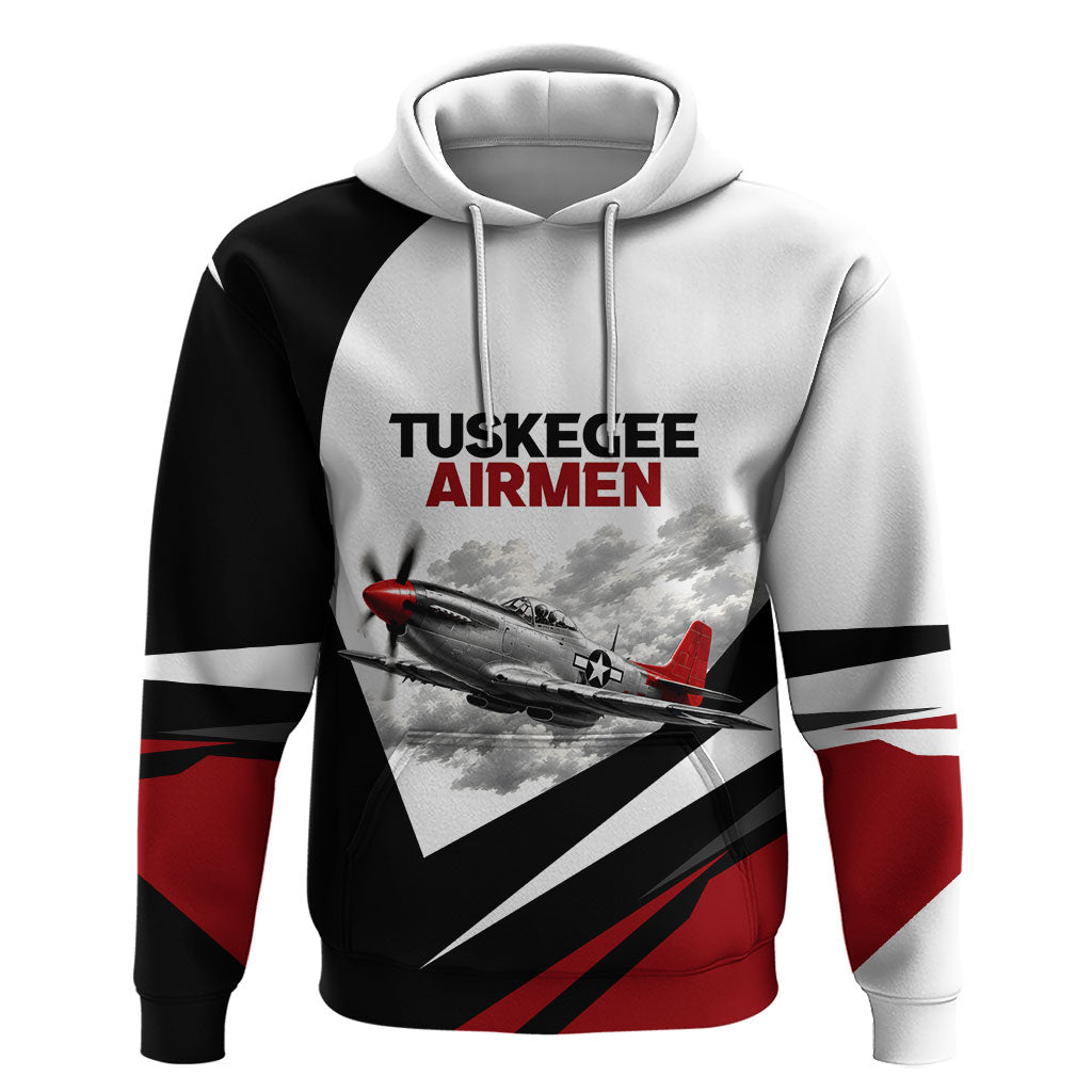 Personalized Tuskegee Airmen Hoodie Red Tails P-51 Mustang WWII Aviation Never Quit