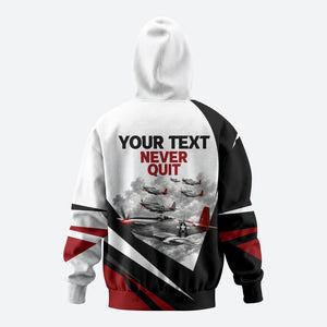 Personalized Tuskegee Airmen Hoodie Red Tails P-51 Mustang WWII Aviation Never Quit