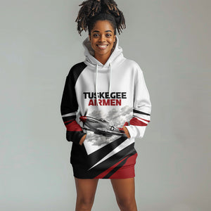 Personalized Tuskegee Airmen Hoodie Dress Red Tails P-51 Mustang WWII Aviation Never Quit