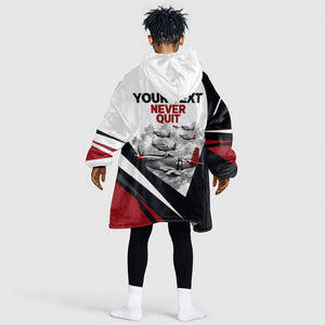 Personalized Tuskegee Airmen Kid Wearable Blanket Hoodie Red Tails P-51 Mustang WWII Aviation Never Quit