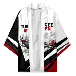 Personalized Tuskegee Airmen Kimono Red Tails P-51 Mustang WWII Aviation Never Quit