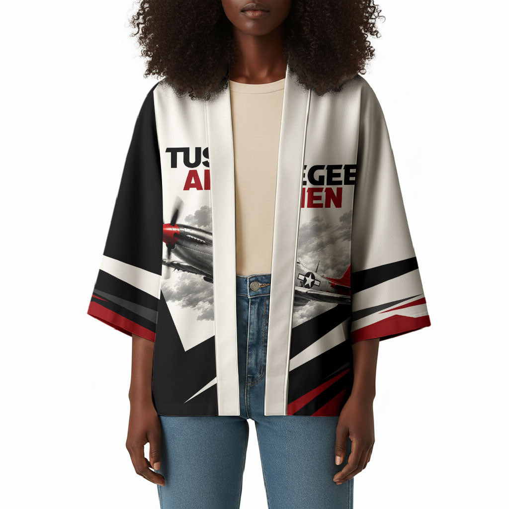 Personalized Tuskegee Airmen Kimono Red Tails P-51 Mustang WWII Aviation Never Quit
