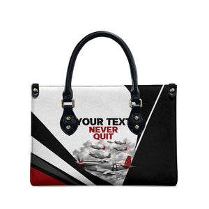 Personalized Tuskegee Airmen Leather Bag Red Tails P-51 Mustang WWII Aviation Never Quit