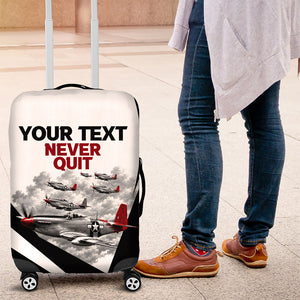 Personalized Tuskegee Airmen Luggage Cover Red Tails P-51 Mustang WWII Aviation Never Quit