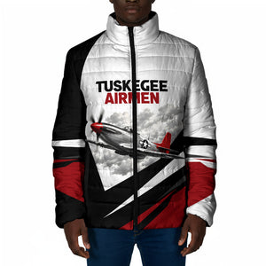 Personalized Tuskegee Airmen Padded Jacket Red Tails P-51 Mustang WWII Aviation Never Quit