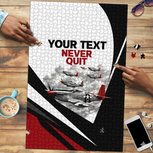 Personalized Tuskegee Airmen Puzzle Red Tails P-51 Mustang WWII Aviation Never Quit