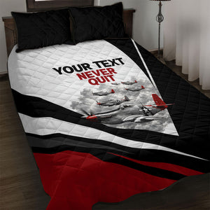 Personalized Tuskegee Airmen Quilt Bed Set Red Tails P-51 Mustang WWII Aviation Never Quit