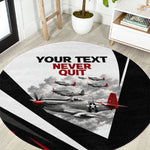 Personalized Tuskegee Airmen Round Carpet Red Tails P-51 Mustang WWII Aviation Never Quit