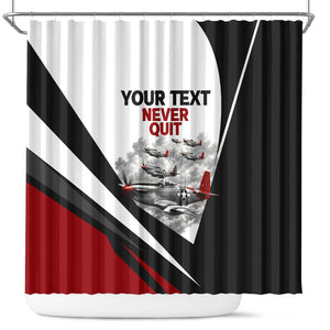 Personalized Tuskegee Airmen Shower Curtain Red Tails P-51 Mustang WWII Aviation Never Quit