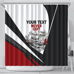 Personalized Tuskegee Airmen Shower Curtain Red Tails P-51 Mustang WWII Aviation Never Quit