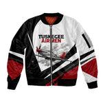 Personalized Tuskegee Airmen Sleeve Zip Bomber Jacket Red Tails P-51 Mustang WWII Aviation Never Quit
