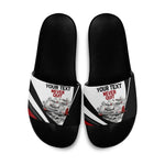 Personalized Tuskegee Airmen Slide Sandals Red Tails P-51 Mustang WWII Aviation Never Quit